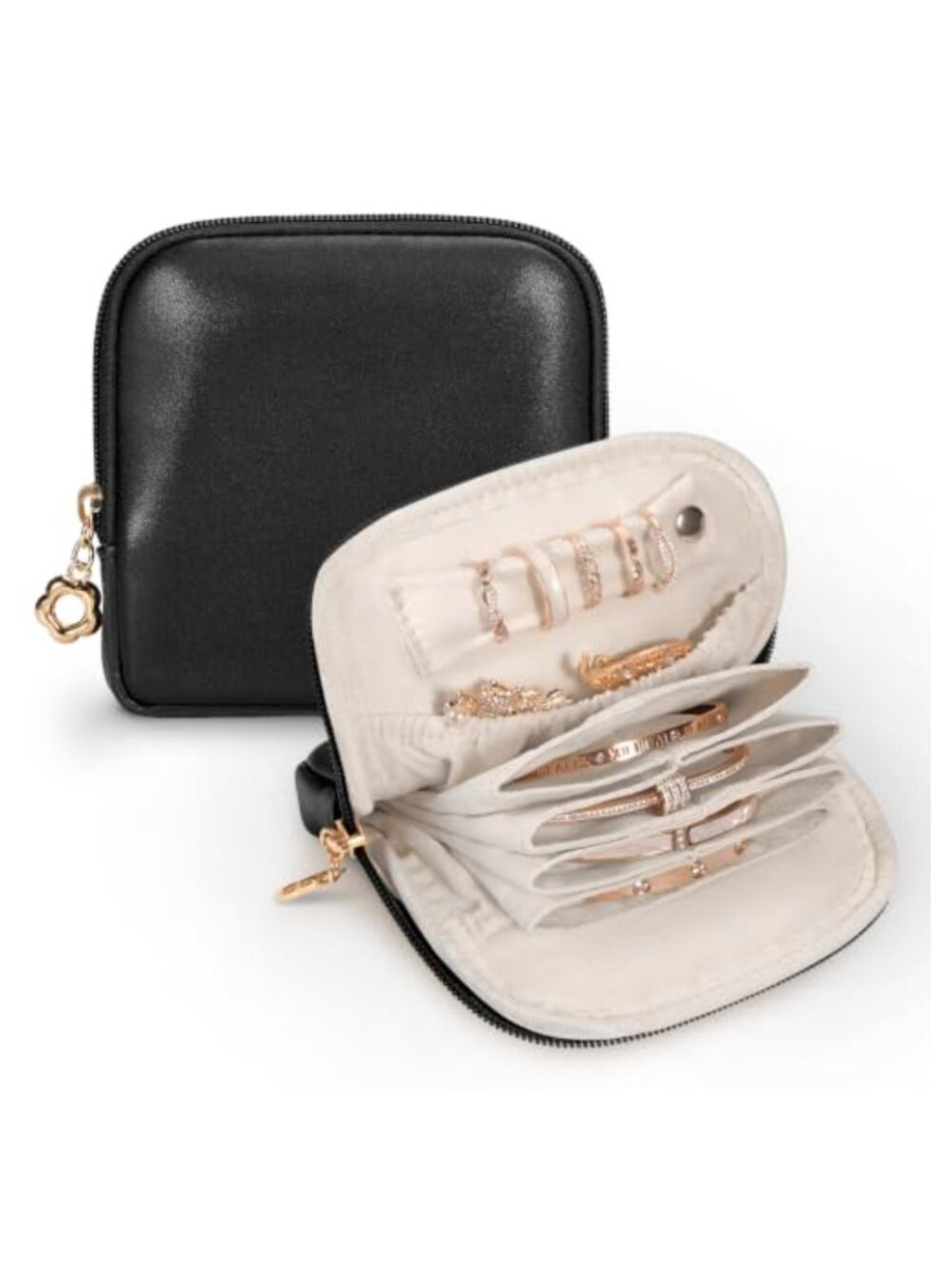 Small Velvet Jewelry Case Travel Pouch Ring Holder Organizer Compact